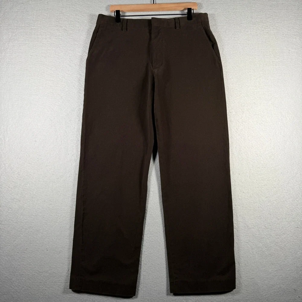 Banana Republic Mens Dress Chino Pants 35x32 Brown Straight Leg Cotton 395280